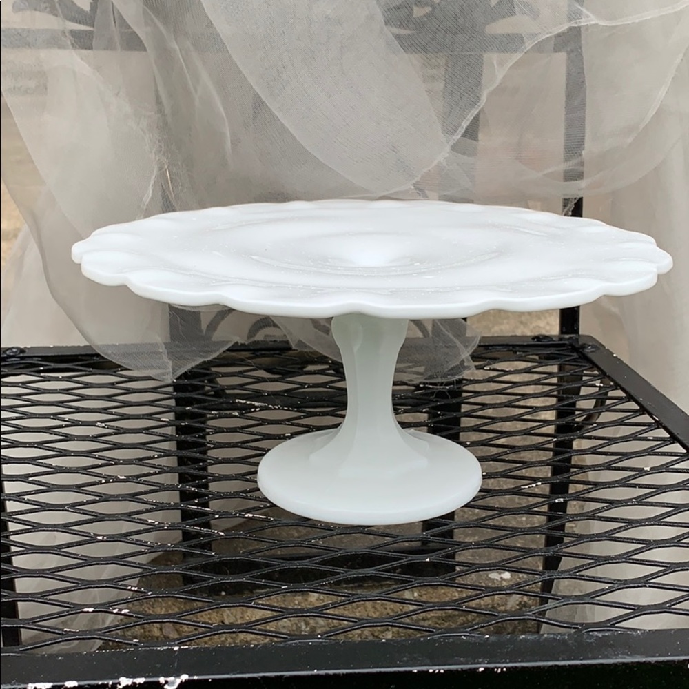 Vintage Indiana Milk Glass teardrop Cake Stand
